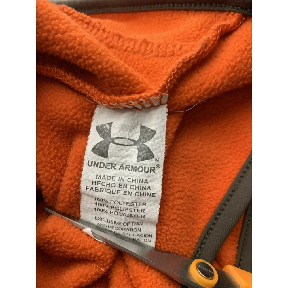 Boys Under Armour fleece zip up Camo hunting Blaze Orange Jacket Hiking Size 6